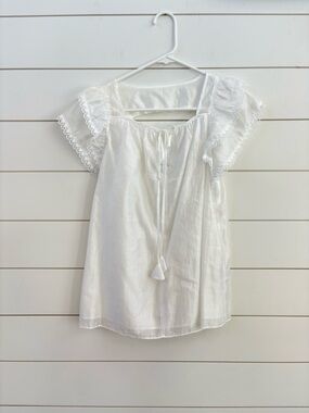 Current Air White Lace-Trim Peasant Blouse